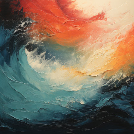 Abstract oil paint brush strokes background colors stain dye ink painting waves sea ocean canvas wall artの素材
