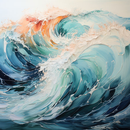 Abstract oil paint brush strokes background colors stain dye ink painting waves sea ocean canvas wall artの素材