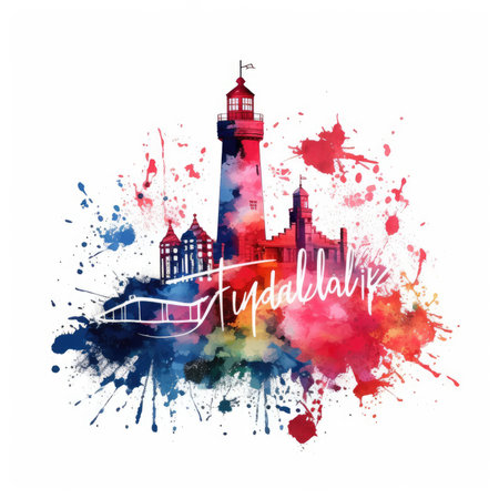 A splattered British flag with red, white and blue paint. The splatters are in various sizes and shapes, giving the flag a chaoticの素材