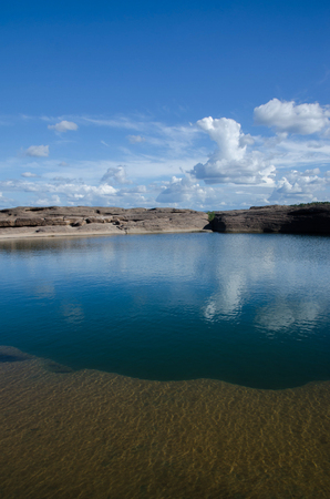 The blue lagoon with blue sky,Thailandの写真素材
