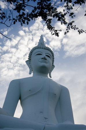Large buddha statue with blue sky in Thailand.の写真素材