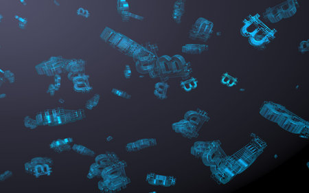 Digital currency symbol Bitcoin. Cryptocurrency graph on virtual screen. Business, Finance and...