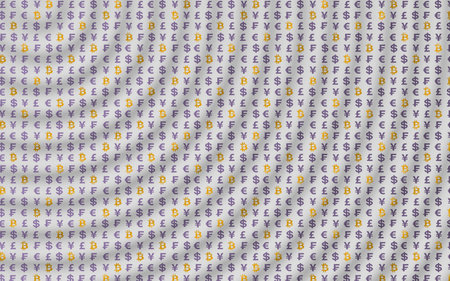 Bitcoin background. Cryptocurrency 3D illustration. Wave effect, currency market fluctuations....