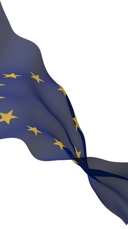 Slightly waving flag of the European Union isolated on white background, 3D rendering. Symbol of Europe. 3D illustrationの写真素材
