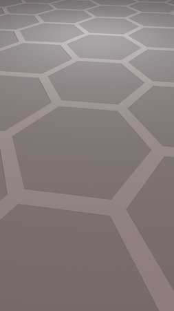 Honeycomb with color lighting, on a gray background. Perspective view on polygon look like...