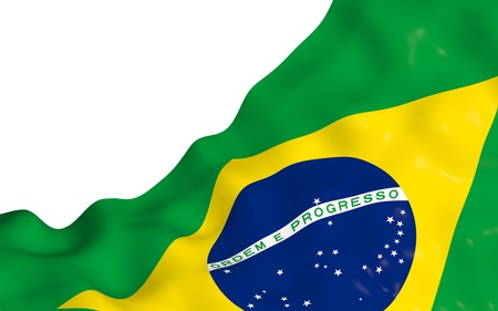 Waving flag of Brazil. Ordem e Progresso. Order and progress. Rio de Janeiro. South America. State symbol. 3d illustrationの写真素材