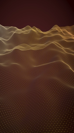 Abstract landscape on a brown background. Cyberspace grid. hi tech network. 3d technology illustration. 3D illustrationの写真素材