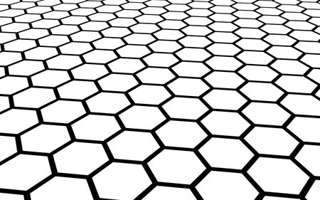 Black honeycomb on a white background. Perspective view on polygon look like honeycomb. Isometric...