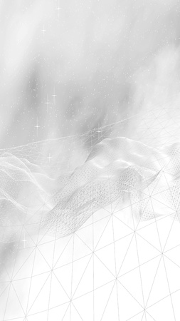 White abstract background. Hi tech network. Cyberspace grid. Outer space. Starry outer space texture. 3D illustrationの写真素材
