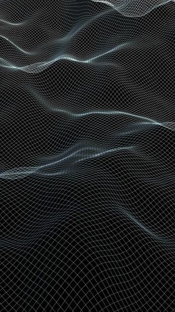 Abstract landscape background. Cyberspace gray grid. hi tech network. 3D illustration