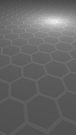 Honeycomb on a gray background. Perspective view on polygon look like honeycomb. Extruded, bump...