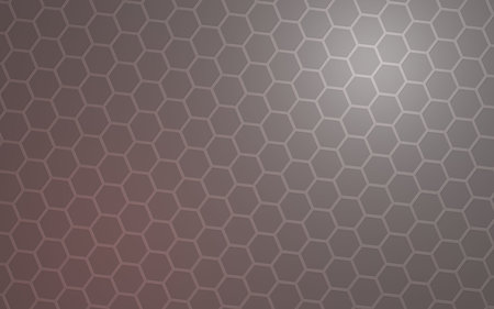 Honeycomb with color lighting, on a gray background. Perspective view on polygon look like...