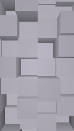 Abstract gray elegant cube geometric background. Chaotically advanced rectangular bars. 3D...