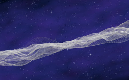 Abstract purple-blue starry background. White cyberspace grid. hi tech network. Outer space. Starry...