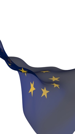 Slightly waving flag of the European Union isolated on white background, 3D rendering. Symbol of Europe. 3D illustrationの写真素材