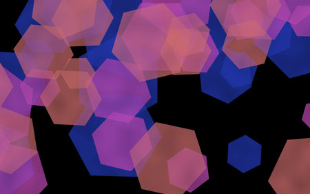 Multicolored translucent hexagons on dark background. Green tones. 3D illustration
