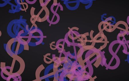 Gray translucent dollar signs on dark background. Gray tones. 3D illustrationの写真素材