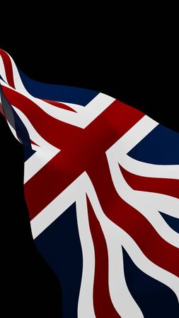 Waving flag of the Great Britain on dark background. British flag. United Kingdom of Great Britain and Northern Ireland. State symbol of the UK. 3D illustrationの写真素材
