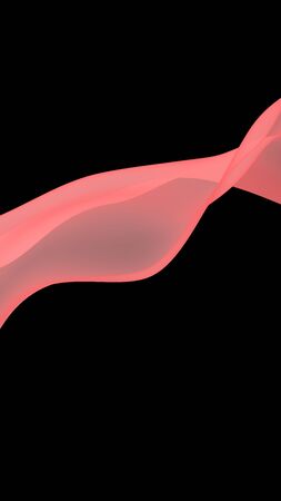 Abstract purple wave. Bright purple ribbon on black background. Purple scarf. Abstract smoke. Raster air background. Vertical image orientation. 3D illustrationの写真素材