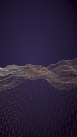 Abstract landscape background. Cyberspace purple grid. hi tech network. 3D illustration