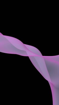 Abstract wave. Scarf. Bright ribbon on black background. Abstract smoke. Raster air background. Vertical image orientation. 3D illustrationの写真素材