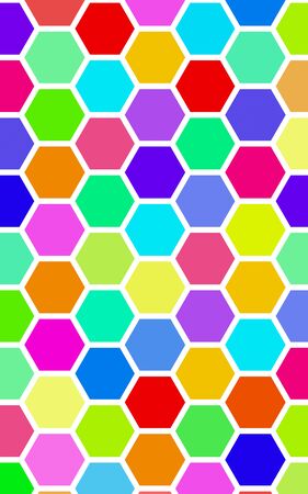Honeycomb many color, multicolored. Isometric geometry. 3D illustrationの写真素材