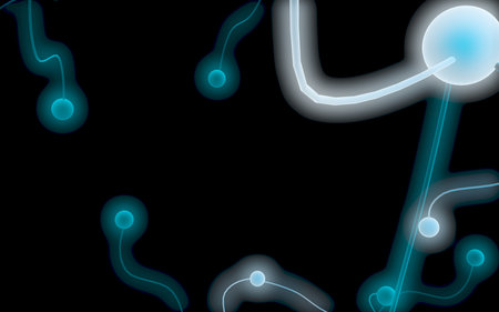 Neural network. Social network. Futuristic dna, deoxyribonucleic acid. Abstract molecule, cell...