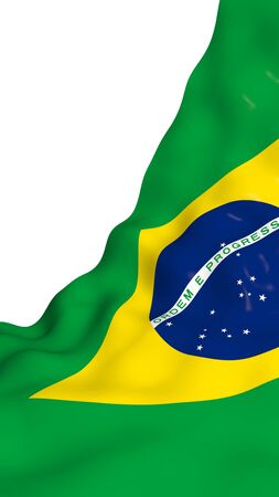 Waving flag of Brazil. Ordem e Progresso. Order and progress. Rio de Janeiro. South America. State symbol. 3d illustrationの写真素材