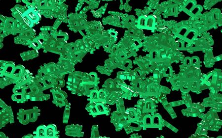 Digital currency symbol Bitcoin on a dark background. Fall of bitcoin. crypto currency graph on virtual screen. Business, Finance and technology concept. 3D illustrationの写真素材