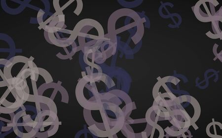 Gray translucent dollar signs on dark background. Gray tones. 3D illustrationの写真素材