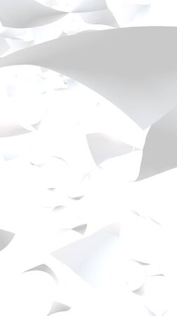 Flying sheets of paper isolated on white background. Abstract money is flying in the air. Vertical orientation. 3D illustrationの写真素材