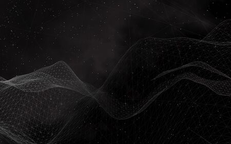 Black abstract background. Hi tech network.Outer space. Starry outer space texture. 3D illustrationの写真素材