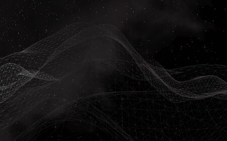 Black abstract background. Hi tech network.Outer space. Starry outer space texture. 3D illustrationの写真素材