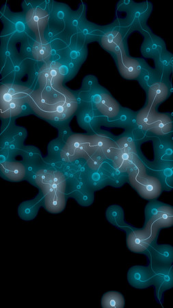 Neural network. Social network. Futuristic dna, deoxyribonucleic acid. Abstract molecule, cell...