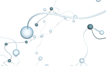 Neural network. Social network. Futuristic dna, deoxyribonucleic acid. Abstract molecule, cell...