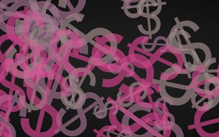 Multicolored translucent dollar signs on dark background. 3D illustrationの写真素材
