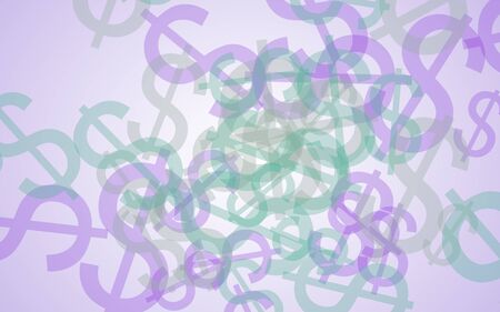 Multicolored translucent dollar signs on white background. 3D illustrationの写真素材