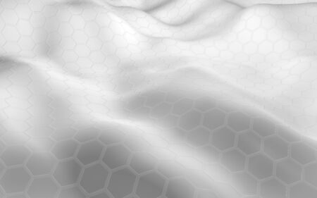 White honeycomb with a gradient color on a light background. Perspective view on polygon look like honeycomb. Wavy surface. Isometric geometry. 3D illustrationの写真素材