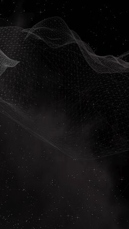 Black abstract background. Hi tech network.Outer space. Starry outer space texture. Vertical orientation. 3D illustrationの写真素材