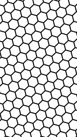 Black honeycomb on a white background. Perspective view on polygon look like honeycomb. Isometric geometry. Vertical image orientation. 3D illustrationの写真素材
