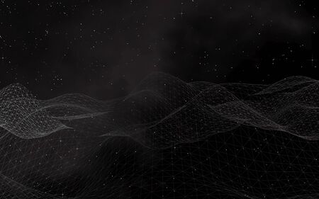 Black abstract background. Hi tech network.Outer space. Starry outer space texture. 3D illustrationの写真素材
