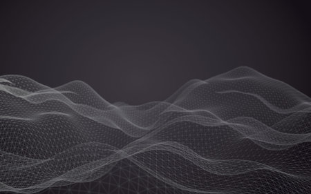Abstract landscape on a brown background. Cyberspace grid. hi tech network. 3d technology...