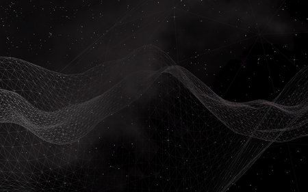 Black abstract background. Hi tech network.Outer space. Starry outer space texture. 3D illustration