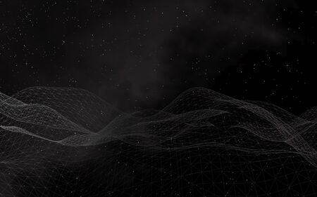 Black abstract background. Hi tech network.Outer space. Starry outer space texture. 3D illustrationの写真素材