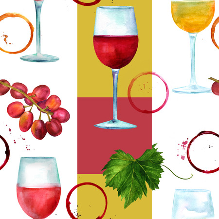 A seamless background pattern with watercolor drawingsの写真素材