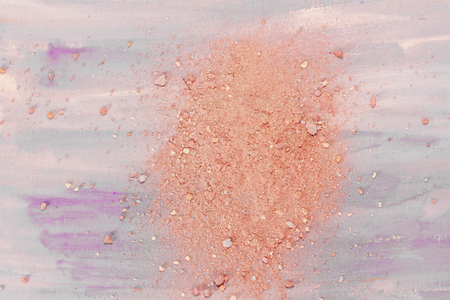 Light purple watercolor background, with traces of powder and blush on it. A horizontal template for a makeup artist's business card or flyer design, with copyspaceの写真素材