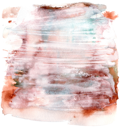 An abstract artistic brown, white, and teal watercolor background texture with brush strokesの写真素材