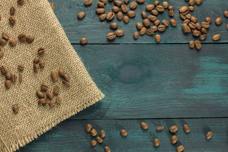 Coffee grains forming a frame with copyspaceの写真素材