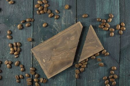 Artisan chocolate with coffee grainsの写真素材