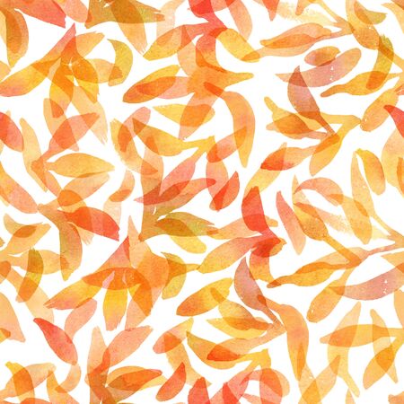 Abstract seamless pattern with golden watercolour leavesの写真素材